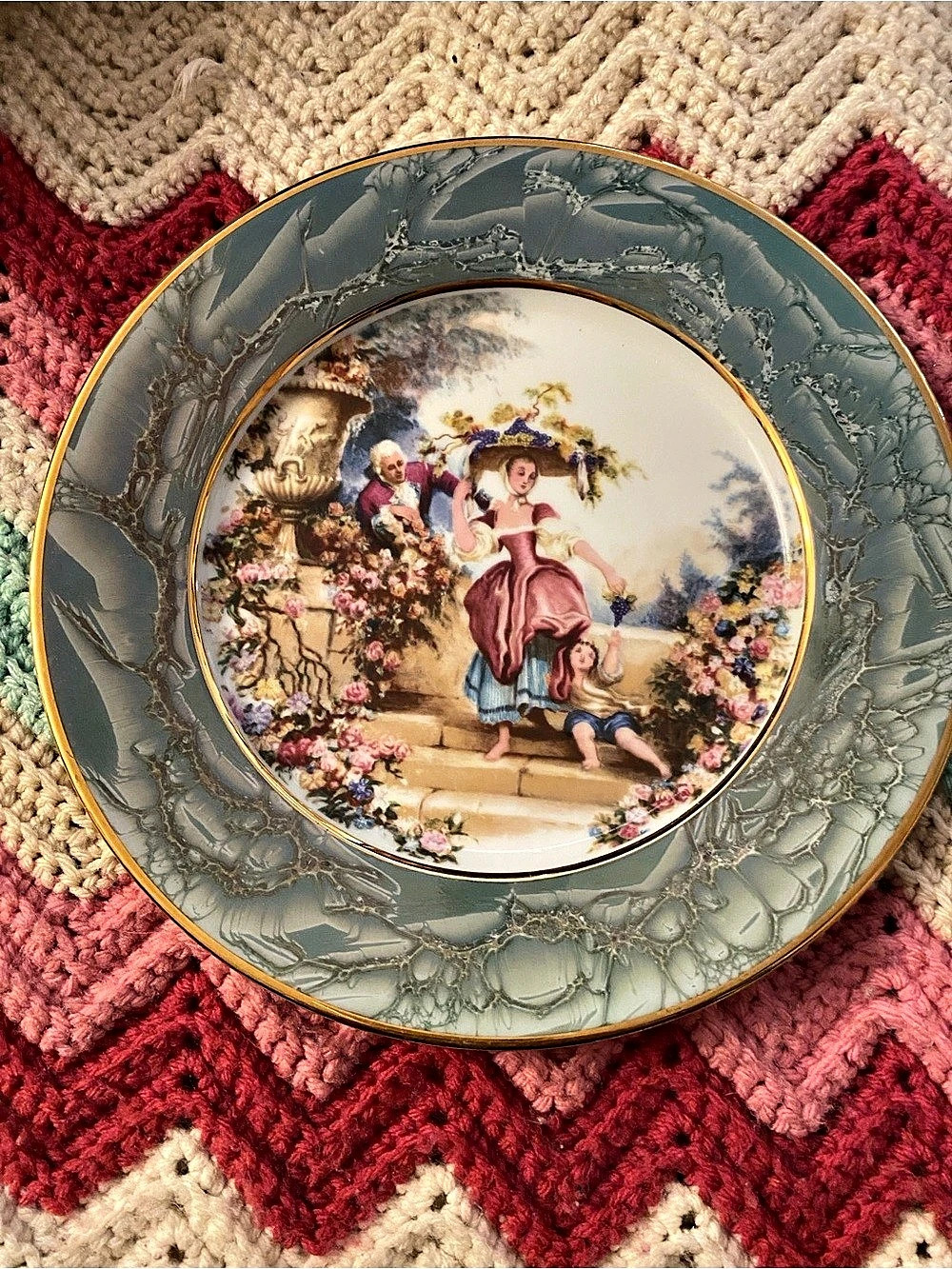 Limoges Duchez Porcelaines Fragonard Courting Couple Decorative Plate